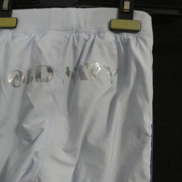 OLD NAVY | medium | Light Blue Insulated Sport Pants with Stripes & Silver Print - Picture 12 of 16
